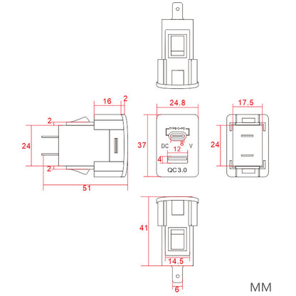 Car USB Charger Socket Adapter 12V 24V Dual Port Power Outlet For Honda Vehicle