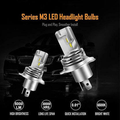 2 Pack H4 LED Headlight Bulbs 6000K White 9600LM High Low Beam Canbus Ready