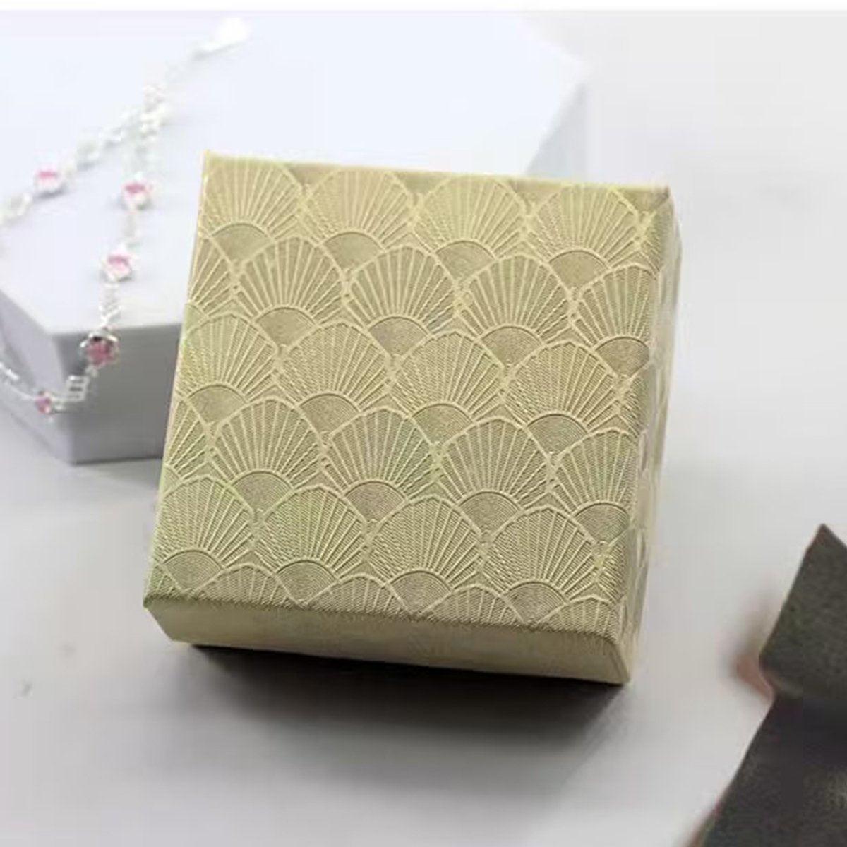 25X Jewelry Gift Boxes Shell Pattern 7.5CM Small GiftBox Empty Jewelry With Foam - Red