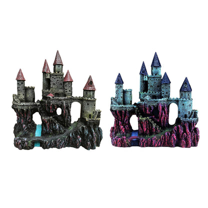Aquarium Castle Ornament Fish Tank Decoration Medieval Style Resin Decor Home - B