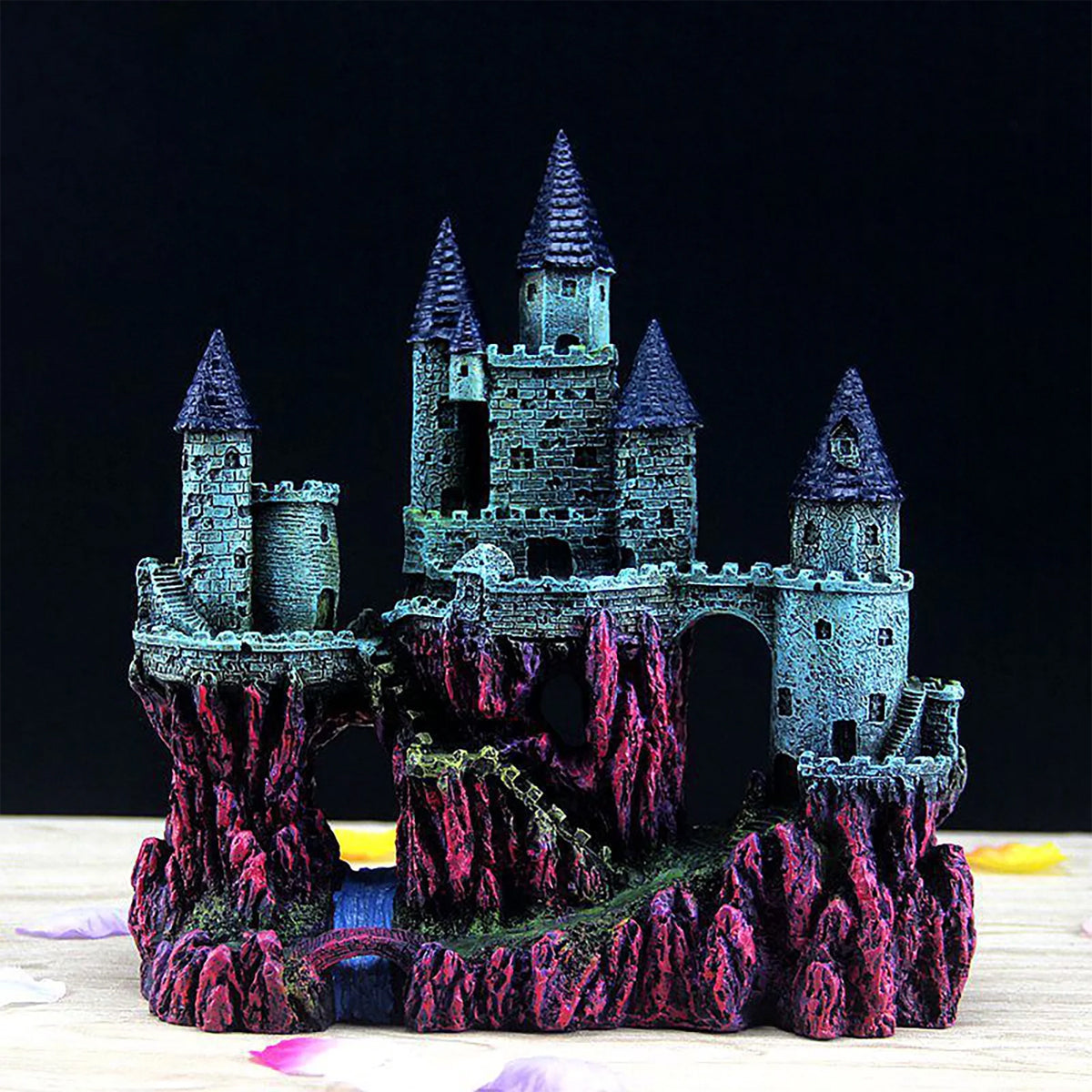 Aquarium Castle Ornament Fish Tank Decoration Medieval Style Resin Decor Home - B