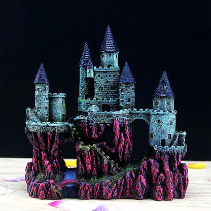 Aquarium Castle Ornament Fish Tank Decoration Medieval Style Resin Decor Home - B