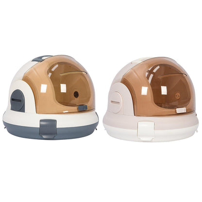 Portable Cat Carrier Space Capsule Large Capacity Aviation Travel Kitty Basket - Champagne