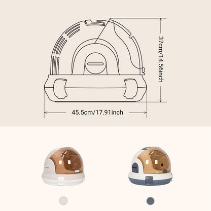 Portable Cat Carrier Space Capsule Large Capacity Aviation Travel Kitty Basket - Champagne