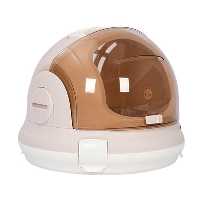 Portable Cat Carrier Space Capsule Large Capacity Aviation Travel Kitty Basket - Champagne