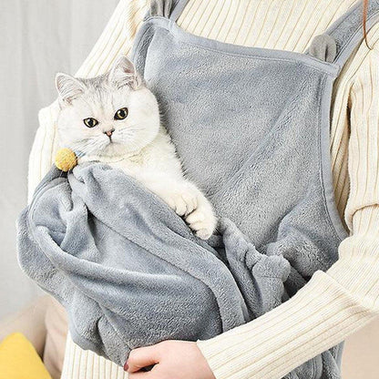 Non-stick Hair Cat Apron Kangaroo Style Pet Grooming Bib No-Hole Design