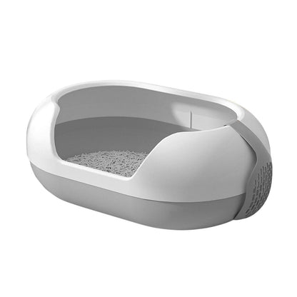 Large Semi Closed Cat Litter Box Covered Litter Pan for Cats Easy Clean Design - Orange