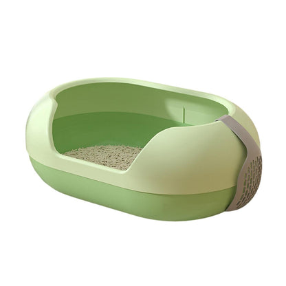 Large Semi Closed Cat Litter Box Covered Litter Pan for Cats Easy Clean Design - Orange