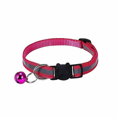 Reflective Cat Collar with Breakaway Buckle and Bell Adjustable for Small Pet Use - Shiny Green