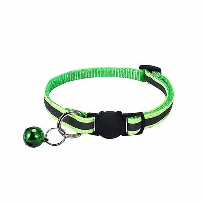 Reflective Cat Collar with Breakaway Buckle and Bell Adjustable for Small Pet Use - Rose Red