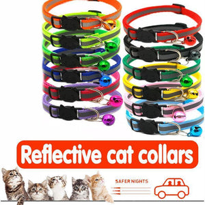 Reflective Cat Collar with Breakaway Buckle and Bell Adjustable for Small Pet Use - Yellow