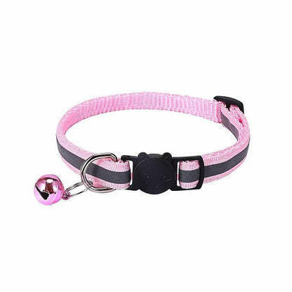 Reflective Cat Collar with Breakaway Buckle and Bell Adjustable for Small Pet Use - Yellow