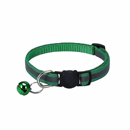 Reflective Cat Collar with Breakaway Buckle and Bell Adjustable for Small Pet Use - Yellow