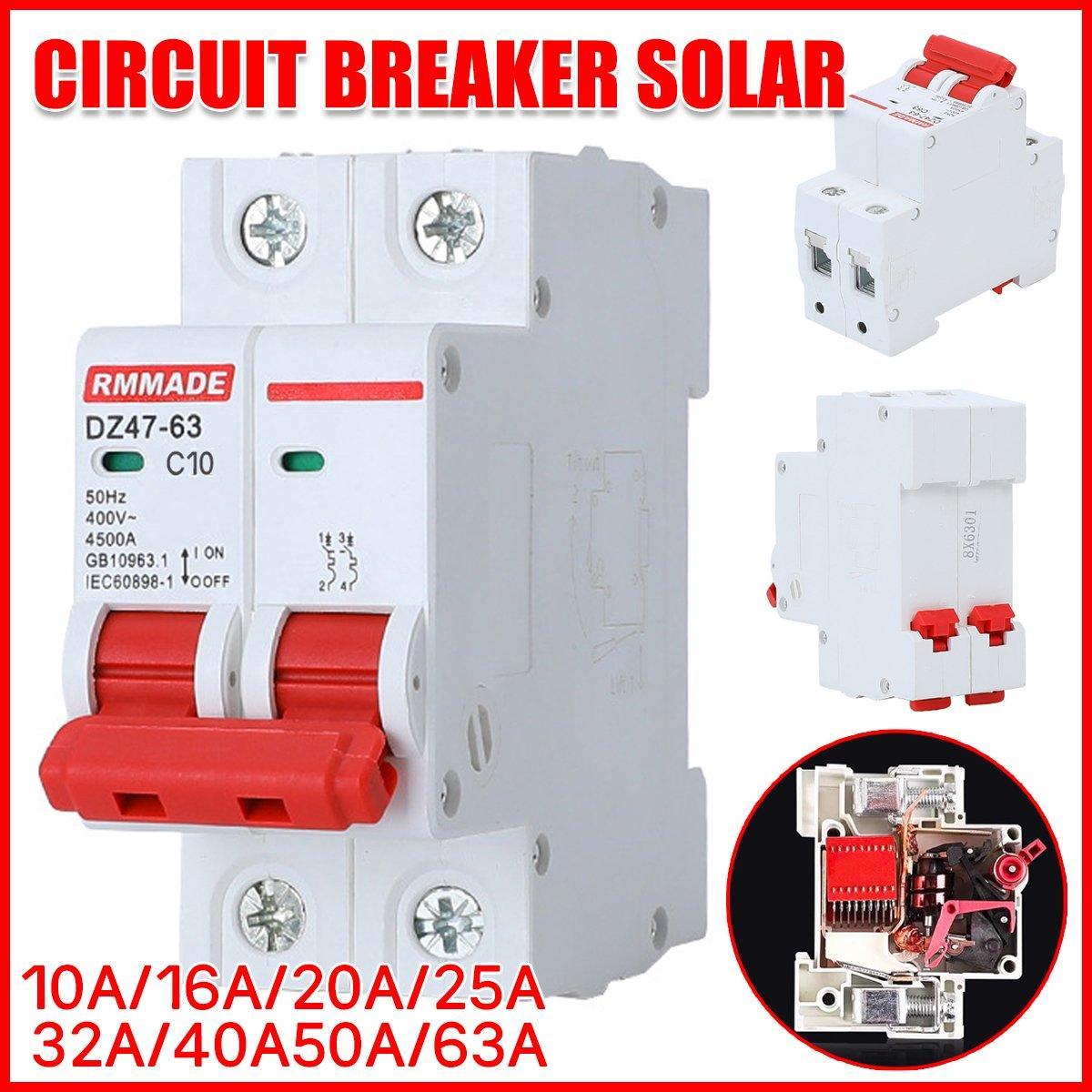 AC Circuit Breaker Solar 220-380V 2Pole Double MCB Mini 10-63 Amp - 20A