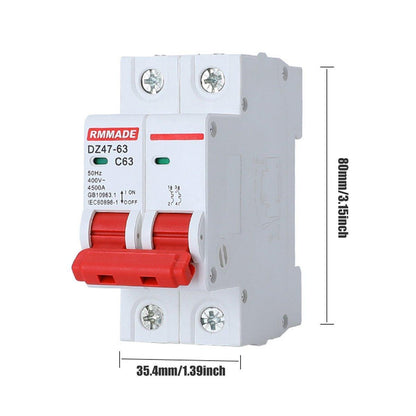 AC Circuit Breaker Solar 220-380V 2Pole Double MCB Mini 10-63 Amp - 40A