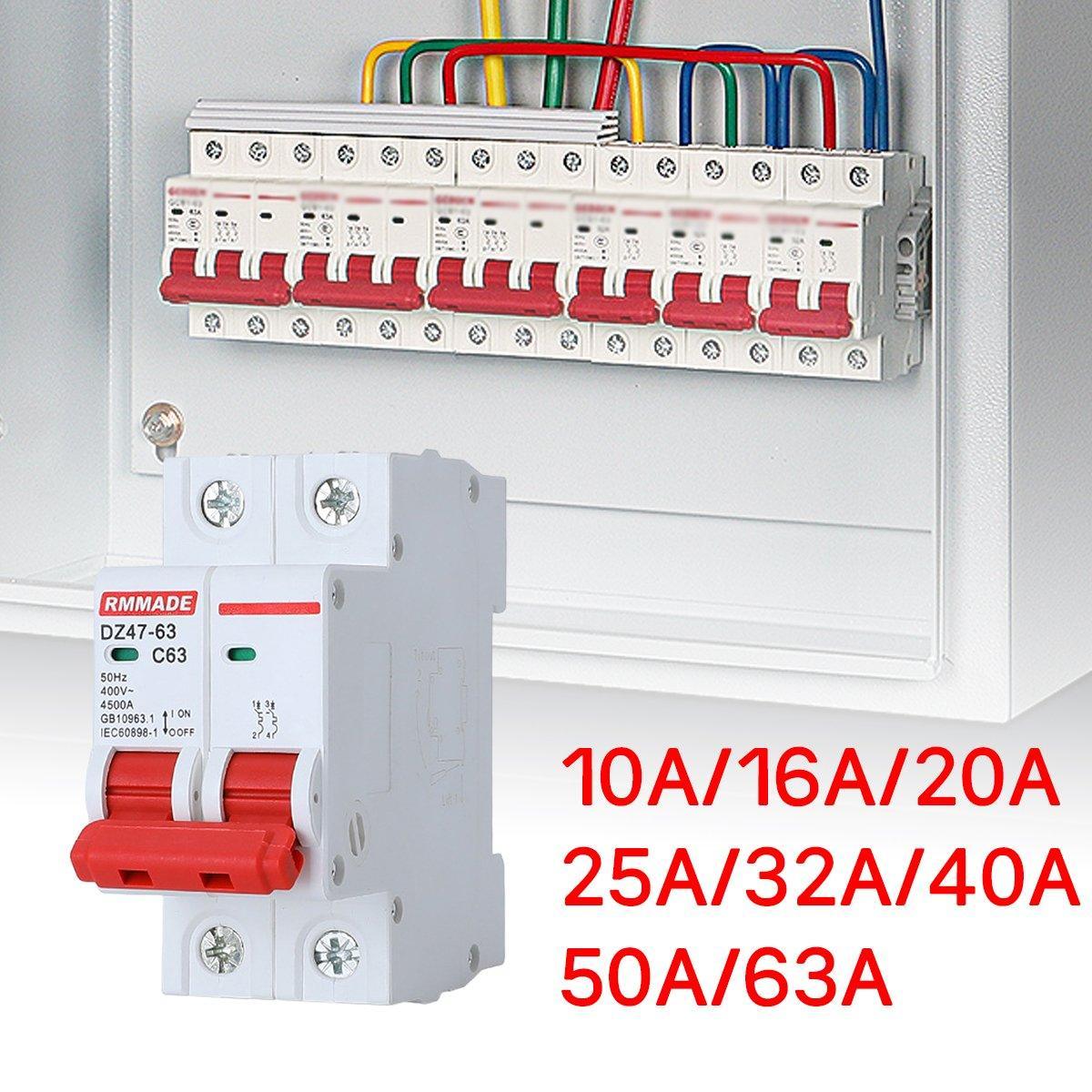 AC Circuit Breaker Solar 220-380V 2Pole Double MCB Mini 10-63 Amp - 40A