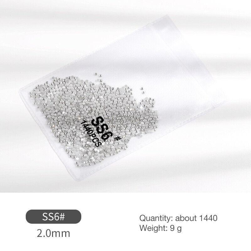 1440Pcs Glitter Rhinestones Crystal Flat Clear Bottom Glass Nail Art Nail Drill - Clear Crystal-SS12