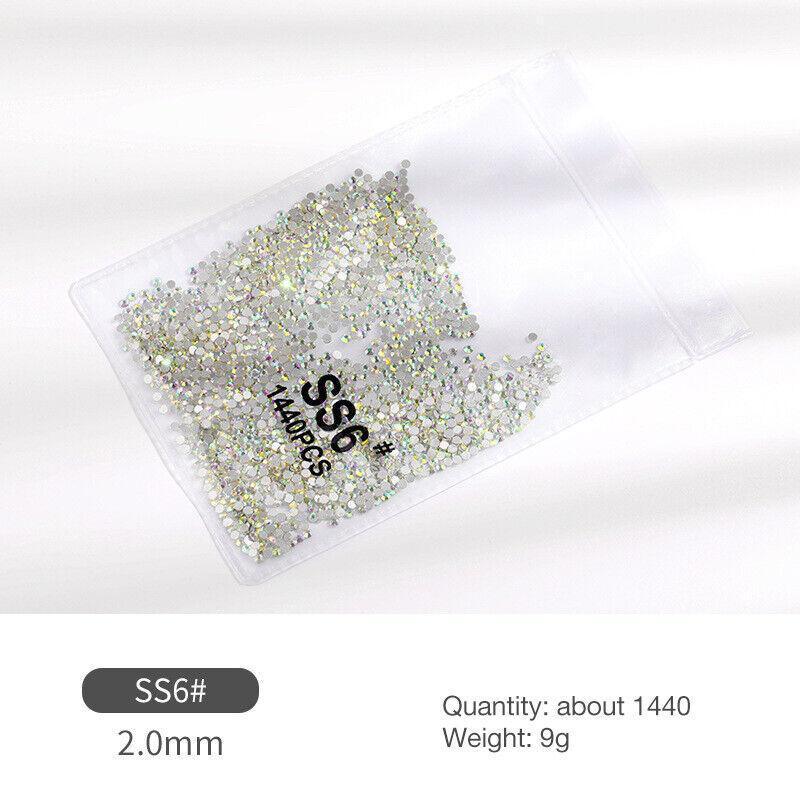 1440Pcs Glitter Rhinestones Crystal Flat Clear Bottom Glass Nail Art Nail Drill - Clear Crystal SS4
