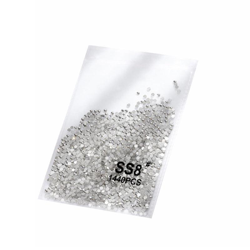 1440Pcs Glitter Rhinestones Crystal Flat Clear Bottom Glass Nail Art Nail Drill - Clear Crystal SS8