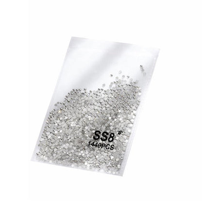 1440Pcs Glitter Rhinestones Crystal Flat Clear Bottom Glass Nail Art Nail Drill - Clear Crystal SS8