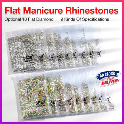 1440Pcs Glitter Rhinestones Crystal Flat Clear Bottom Glass Nail Art Nail Drill - Clear Crystal SS16