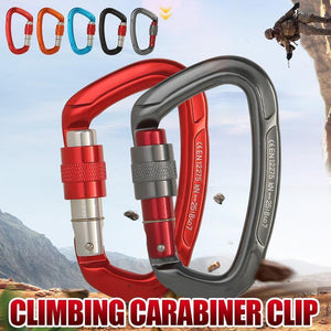 25KN Screwgate Locking Rock Climbing Carabiner Clip Aluminum D Ring Hook Buckle - Blue - Factory Direct Shop