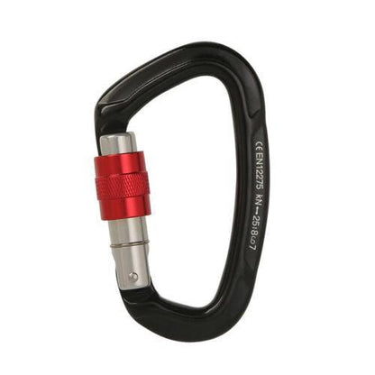 25KN Screwgate Locking Rock Climbing Carabiner Clip Aluminum D Ring Hook Buckle - Red - Factory Direct Shop