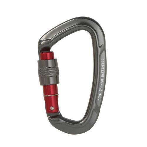 25KN Screwgate Locking Rock Climbing Carabiner Clip Aluminum D Ring Hook Buckle - Red - Factory Direct Shop