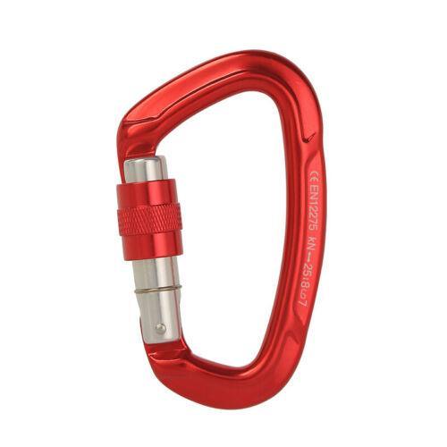 25KN Screwgate Locking Rock Climbing Carabiner Clip Aluminum D Ring Hook Buckle - Red - Factory Direct Shop