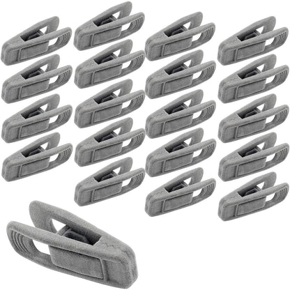 Clothes Drying Clips 20 Pack Velvet Flocking Trouser Pegs Hanger Grip Clamp Set - Grey