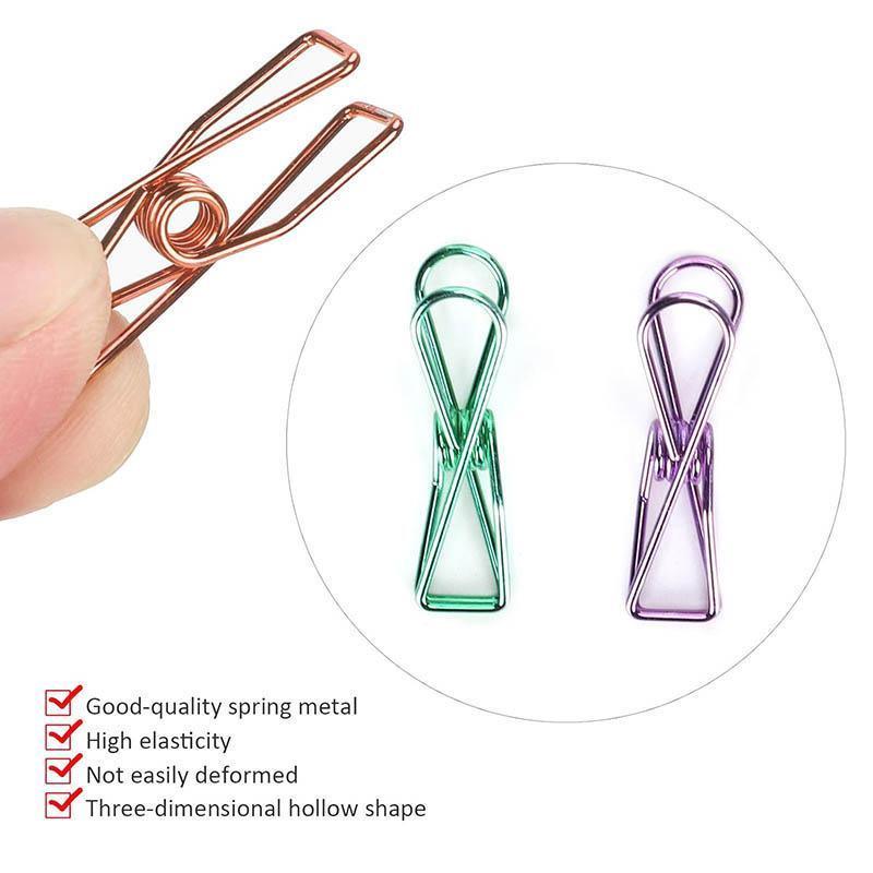 10X Spring Paperclips Metal Wire Hollow Out Clips 33mm Mini Binder Paper Clip - Blue