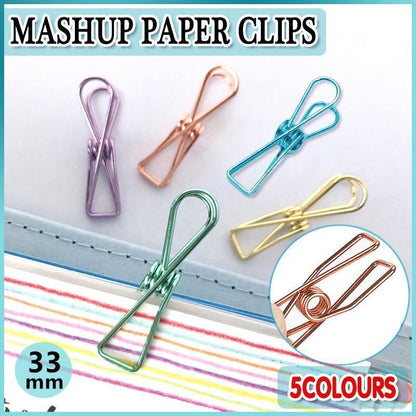 10X Spring Paperclips Metal Wire Hollow Out Clips 33mm Mini Binder Paper Clip - Gold
