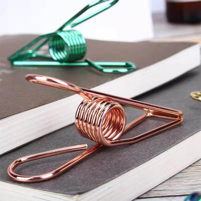 10X Spring Paperclips Metal Wire Hollow Out Clips 33mm Mini Binder Paper Clip - Gold