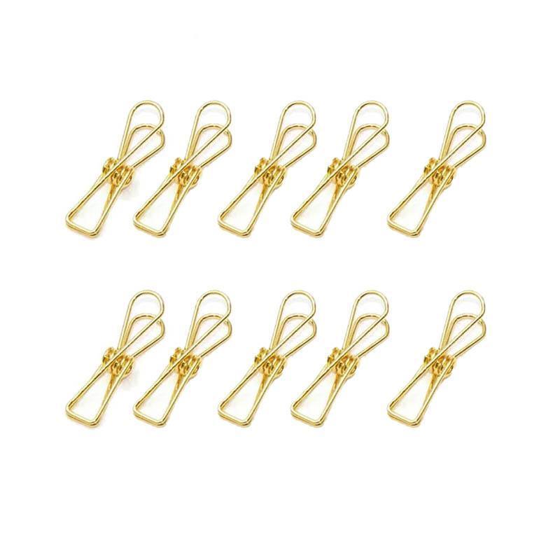 10X Spring Paperclips Metal Wire Hollow Out Clips 33mm Mini Binder Paper Clip - Gold
