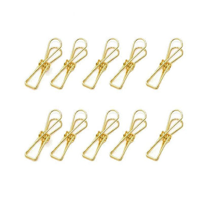 10X Spring Paperclips Metal Wire Hollow Out Clips 33mm Mini Binder Paper Clip - Gold