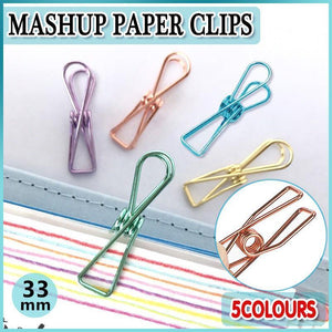 10X Spring Paperclips Metal Wire Hollow Out Clips 33mm Mini Binder Paper Clip - Rose Gold