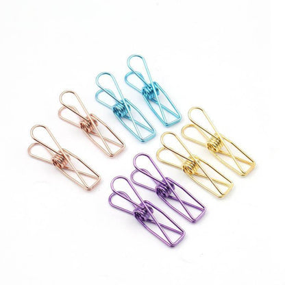 10X Spring Paperclips Metal Wire Hollow Out Clips 33mm Mini Binder Paper Clip - Rose Gold