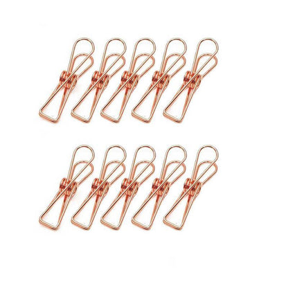 10X Spring Paperclips Metal Wire Hollow Out Clips 33mm Mini Binder Paper Clip - Rose Gold