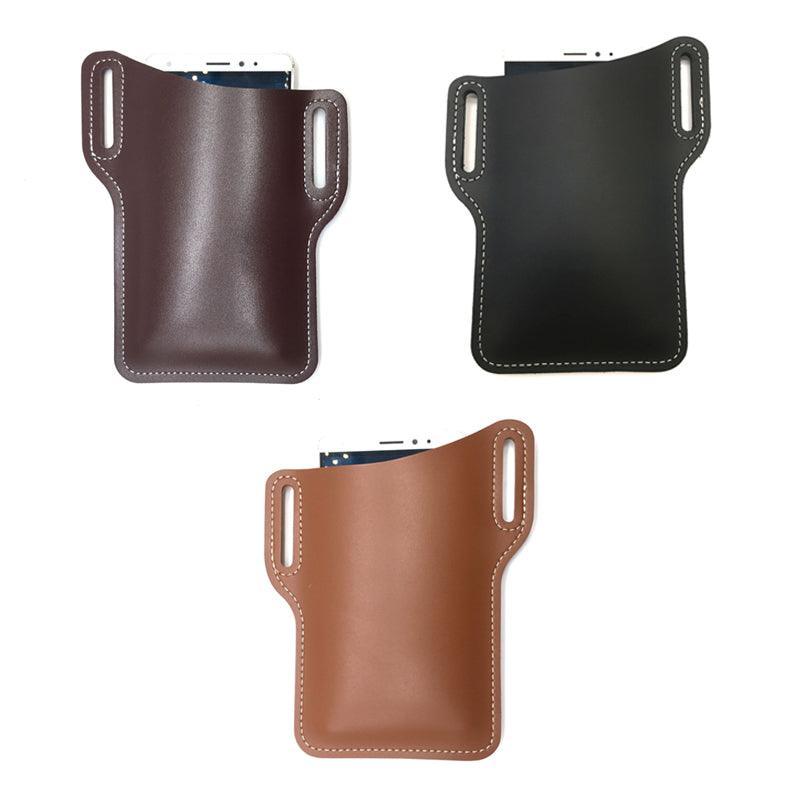 Men's Belt Clip Loop Holster Waist Bag Leather Pouch Cover Case For Phones AU - Dark Brown
