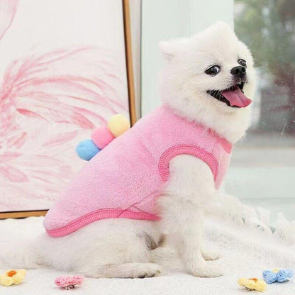 S Size Warm Winter Dog Clothes Soft Fleece Dog Jacket Pet Coat Sweater Cat Jumper - Pink Ice Cream