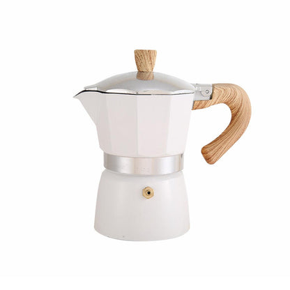 Portable Coffee Maker Wood Grain Handle Outdoor Manual Espresso Machine Camping - Blue-150ml