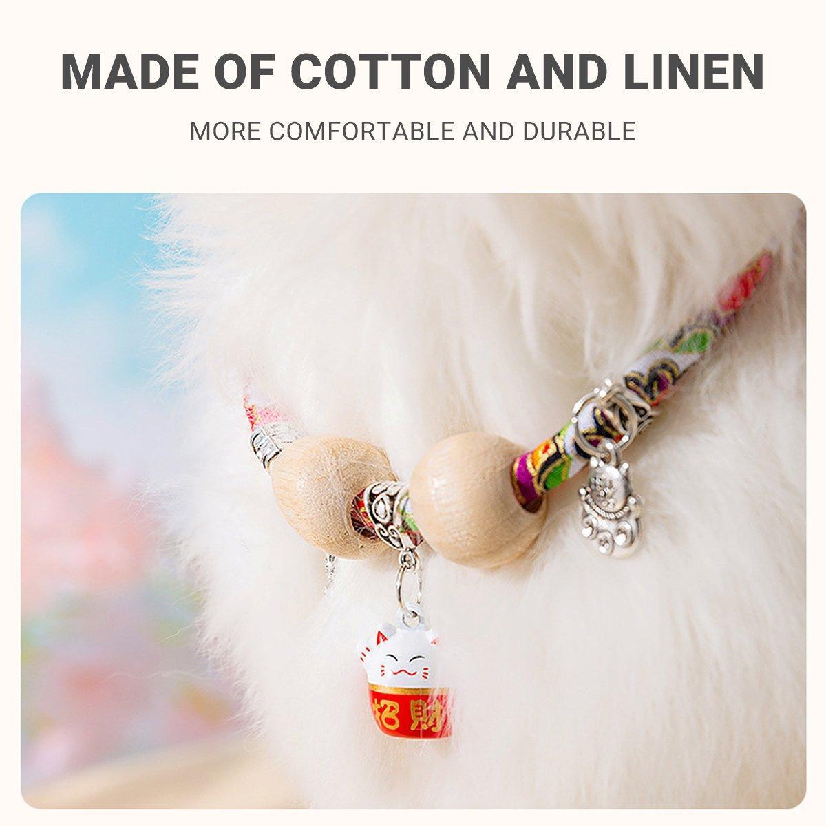 Camphor Wood Bead Collar with Bell Necklace for Cats and Dogs Pet Accessories - Red - Longevity Lock - Factory Direct Shop
