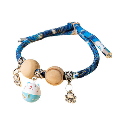 Camphor Wood Bead Collar with Bell Necklace for Cats and Dogs Pet Accessories - Red - Longevity Lock - Factory Direct Shop