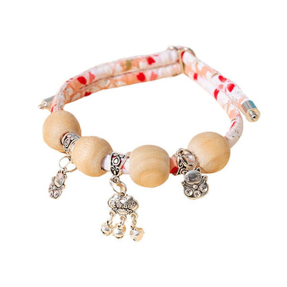Camphor Wood Bead Collar with Bell Necklace for Cats and Dogs Pet Accessories - Red - Longevity Lock - Factory Direct Shop