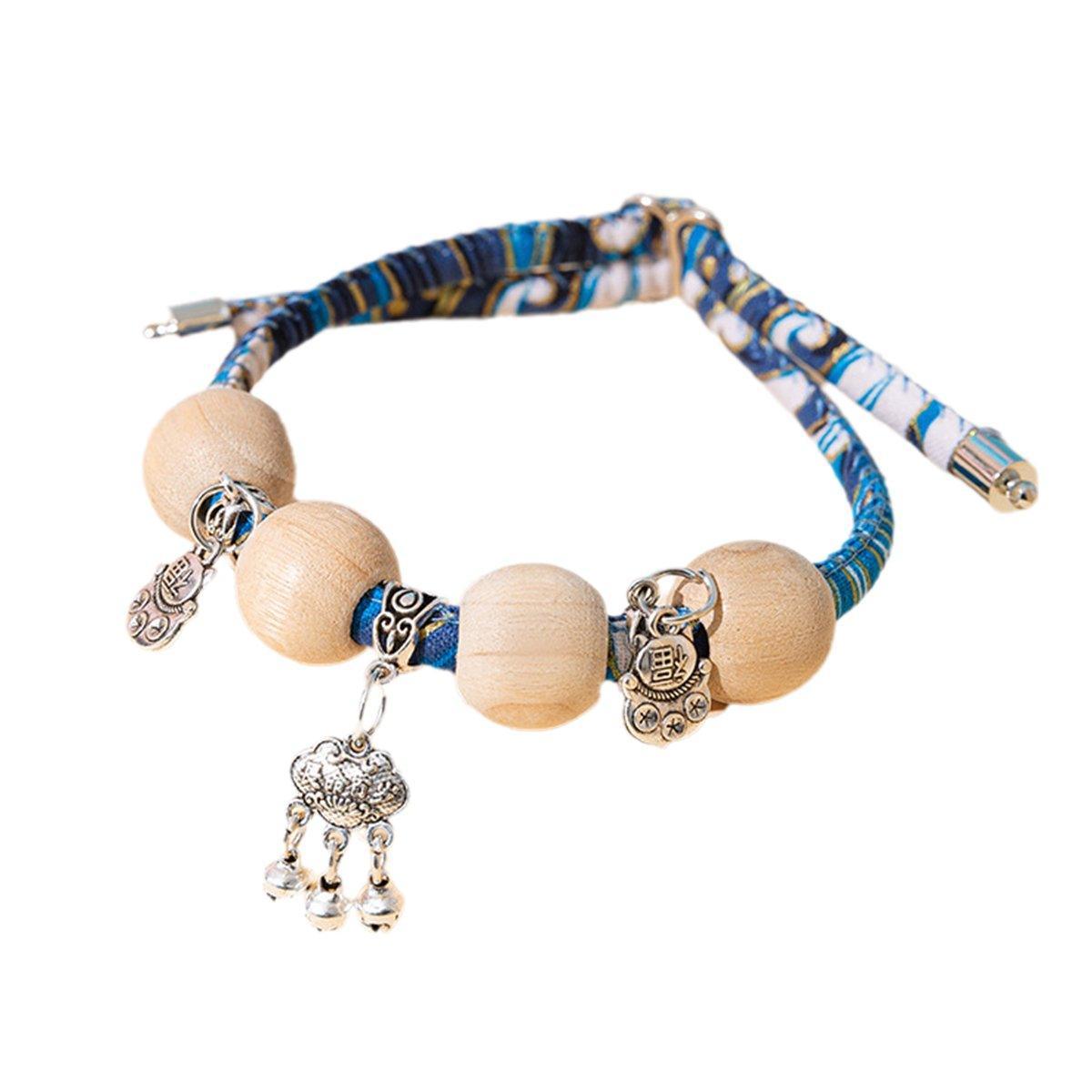 Camphor Wood Bead Collar with Bell Necklace for Cats and Dogs Pet Accessories - Red - Longevity Lock - Factory Direct Shop