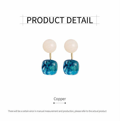 Small Fresh Blue Oil Earrings Retro Fashion Temperament Silver Needle Jewellery