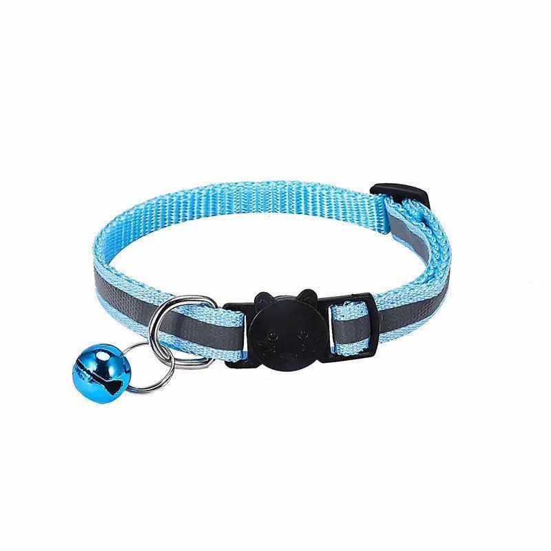 Reflective Cat Collar with Breakaway Buckle and Bell Adjustable for Small Pet Use - Apple Green