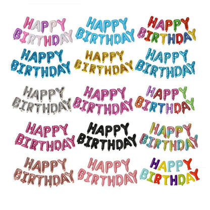 40Cm 3D Happy Birthday Letters Balloons Inflating Foil Banner Bunting Celebrate - Black