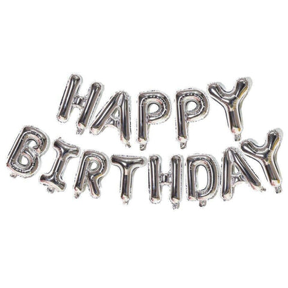 40Cm 3D Happy Birthday Letters Balloons Inflating Foil Banner Bunting Celebrate - Black