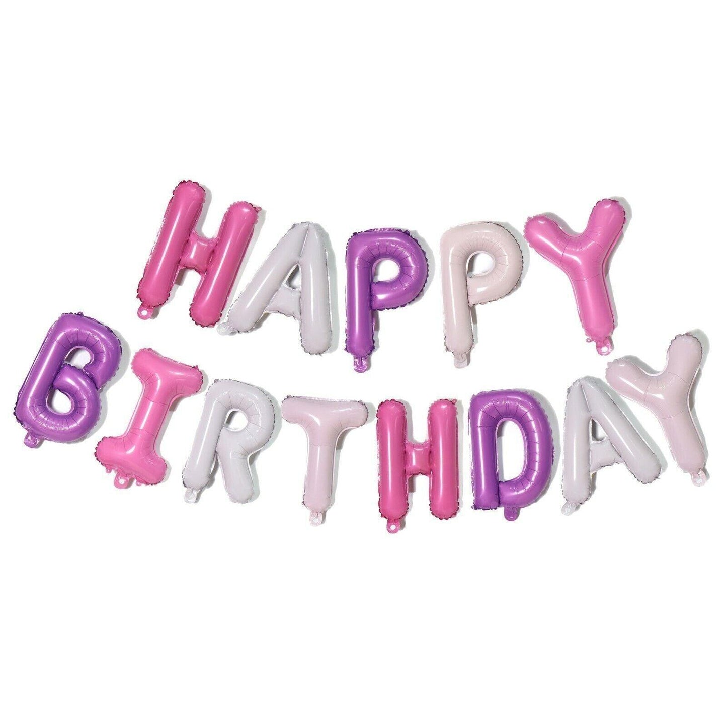 40Cm 3D Happy Birthday Letters Balloons Inflating Foil Banner Bunting Celebrate - Black